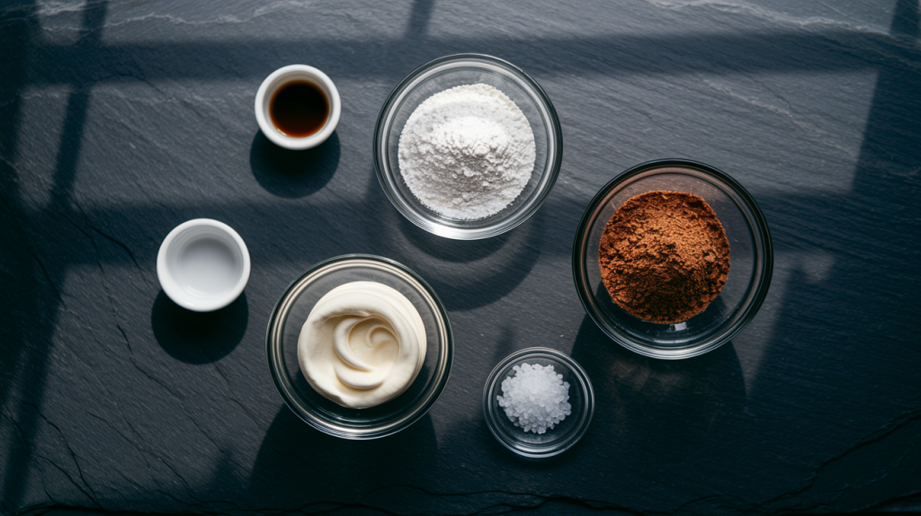 keto chocolate mousse flat-lay ingredients