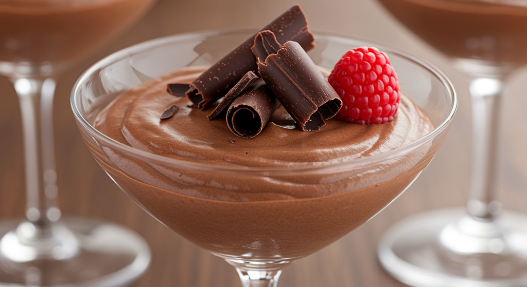 keto chocolate mousse in glass tall.