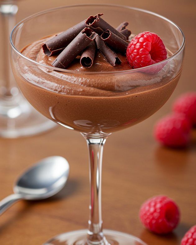 keto chocolate mousse in glass tall