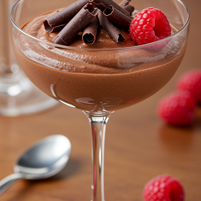 keto chocolate mousse in glass tall