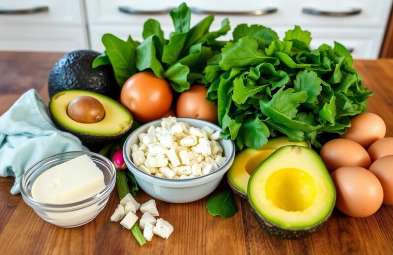 common everyday keto foods on a kitchen table